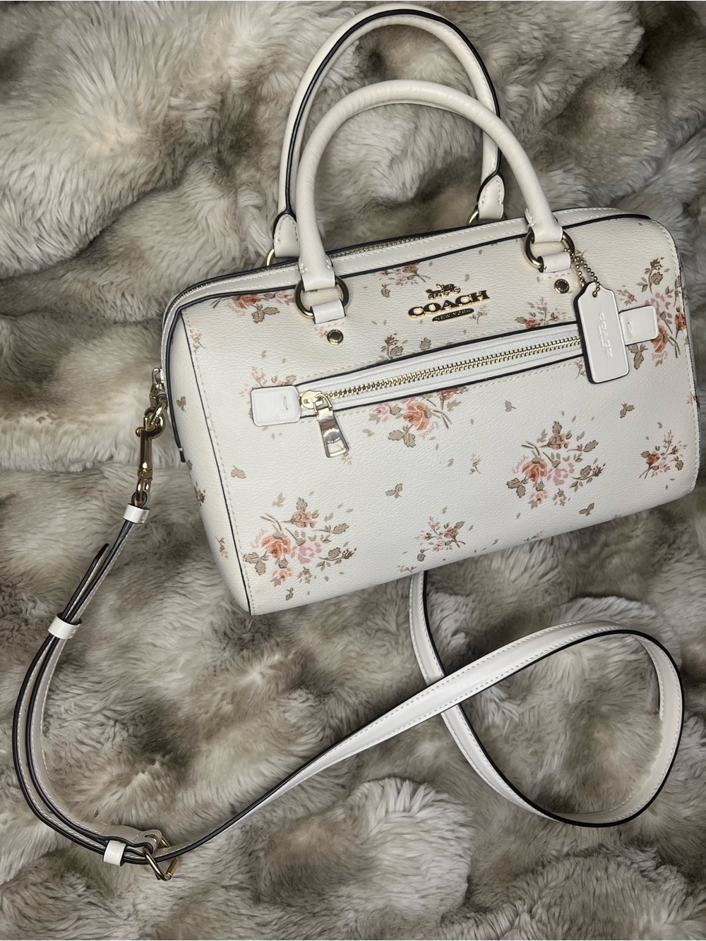 NWOT Coach Rowan Satchel with Rose Bouquet Print (Style No. 91604) (MSRP $398)